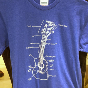 Adult GUITAR LESSONS(L) Royal Blue Crew Neck Tee by Slow Loris