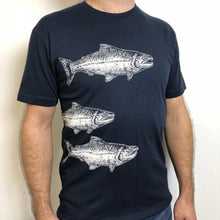 Load image into Gallery viewer, Adult SALMON(S) Navy Crew Neck Tee by Slow Loris