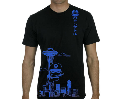 Adult Tee - Seattle Ninja Blue on Black by Namu