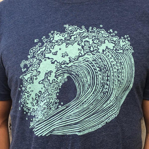 Adult NALU Wave(N) Navy Crew Neck Tee by Slow Loris