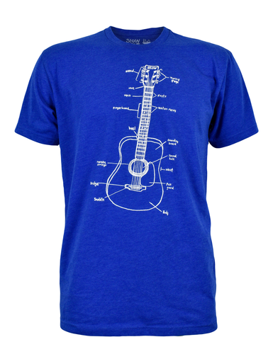 Adult GUITAR LESSONS(L) Royal Blue Crew Neck Tee by Slow Loris