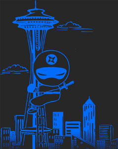 Adult Tee - Seattle Ninja Blue on Black by Namu
