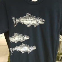 Load image into Gallery viewer, Adult SALMON(S) Navy Crew Neck Tee by Slow Loris