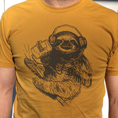 Adult SLOW JAMS SLOTH (SJ) Curry Crew Neck Tee by Slow Loris