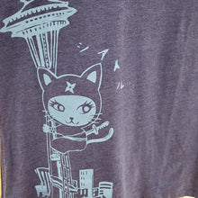 Load image into Gallery viewer, Adult Tee - Seattle Ninja Kitty Blue V Neck by Namu