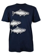 Load image into Gallery viewer, Adult SALMON(S) Navy Crew Neck Tee by Slow Loris