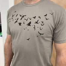 Load image into Gallery viewer, Adult Tee - Birds Gray by Slow Loris Studio