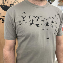Load image into Gallery viewer, Adult Tee - Birds Gray by Slow Loris Studio